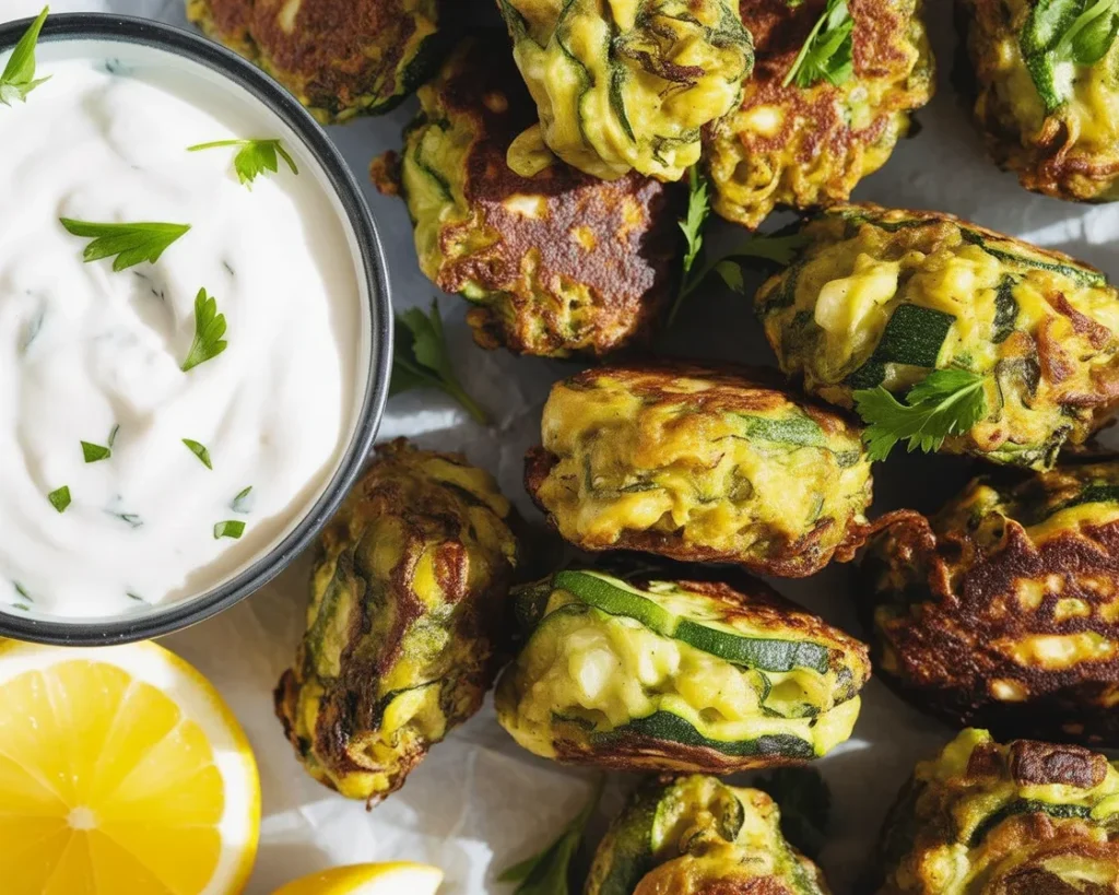Crispy Air Fryer Zucchini Cheddar Tots served as a healthy snack