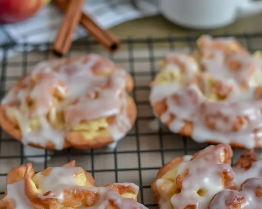 Crispy Air Fryer Apple Fritters topped with a delicious glaze