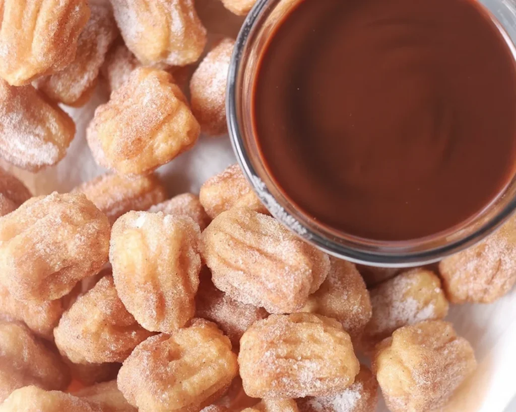 Healthy Air Fryer Churro Bites coated in cinnamon sugar, crispy and delicious.