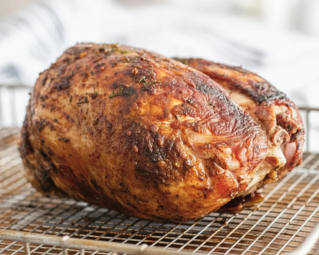 Juicy Air Fryer Turkey Breast seasoned for a delicious meal.