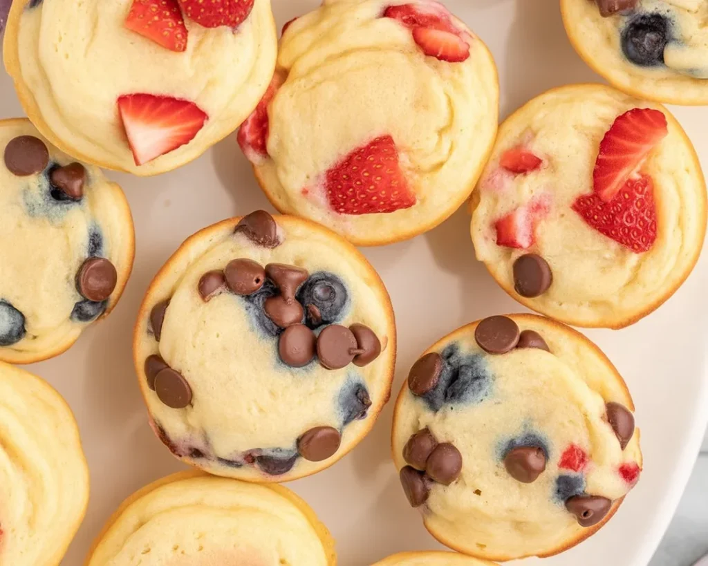 Fluffy and delicious Pancake Mini Muffins served with warm syrup.