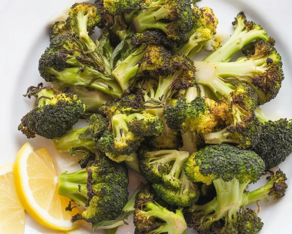 Crispy Garlic Parmesan Broccoli Bites made in an Air Fryer.