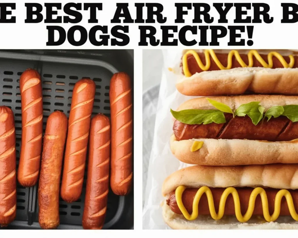 Air fryer hot dogs placed in toasted buns, showcasing crispy texture and juicy flavor.