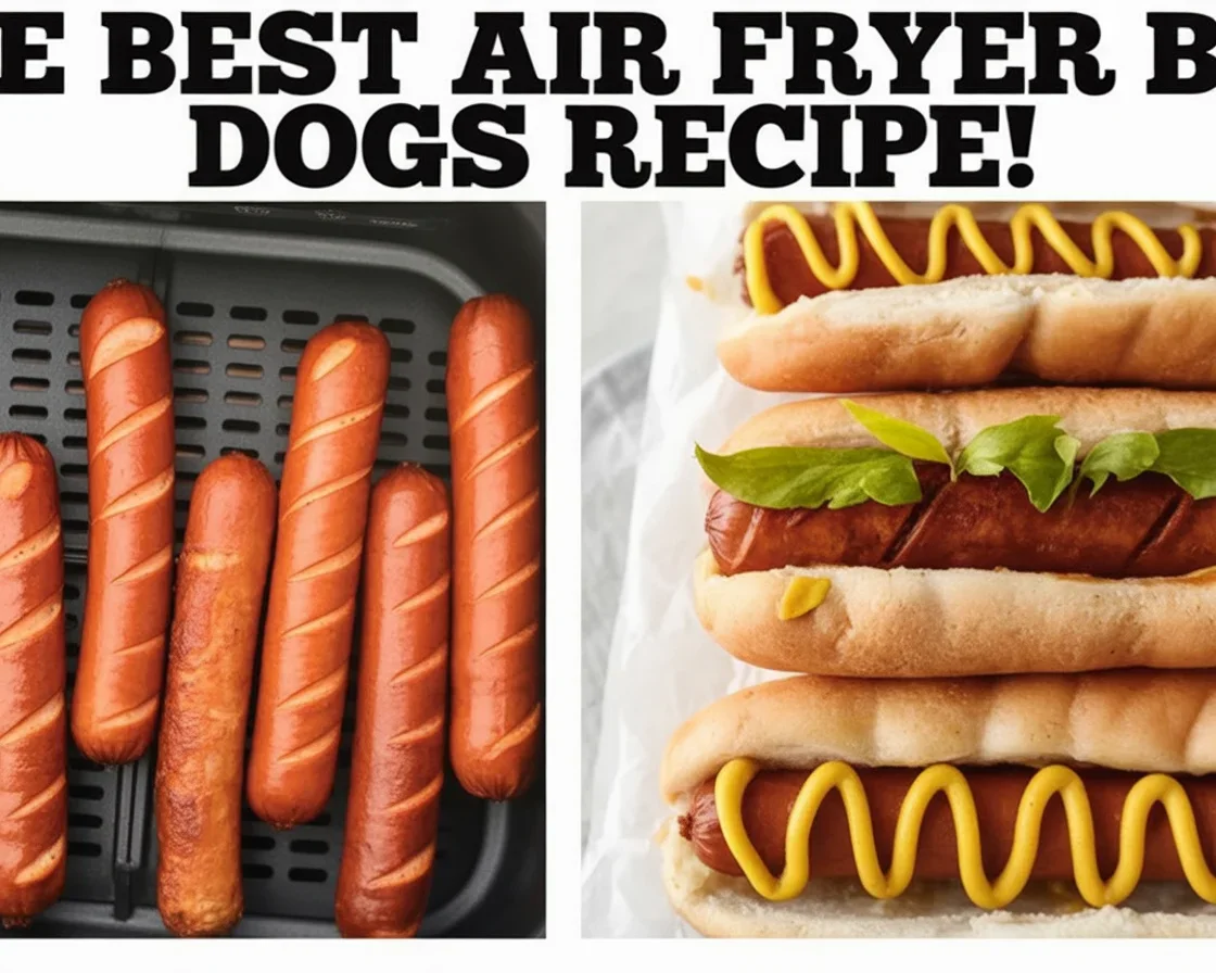 Air fryer hot dogs placed in toasted buns, showcasing crispy texture and juicy flavor.